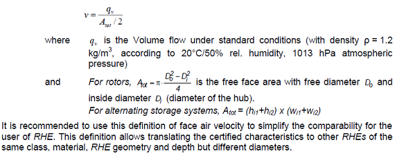 Face air velocity