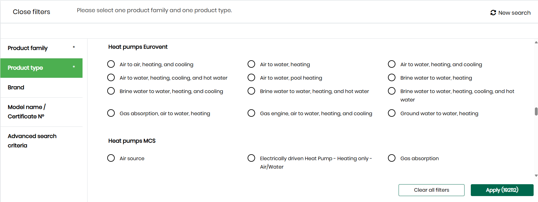 Heat pump data